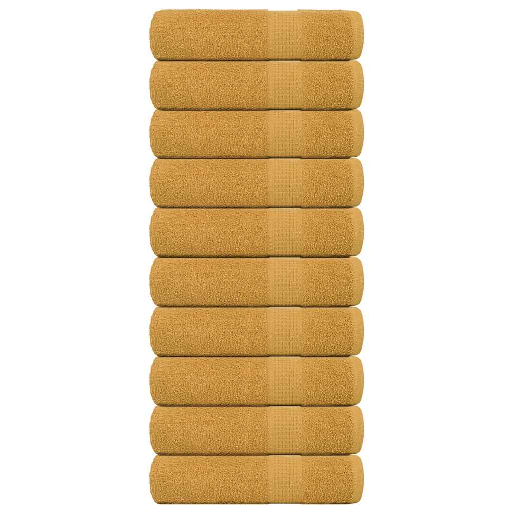 VidaXL Duschtücher, 10 Stück, 70 x 140 cm, 360 g/m², 100 % Baumwolle, Gold