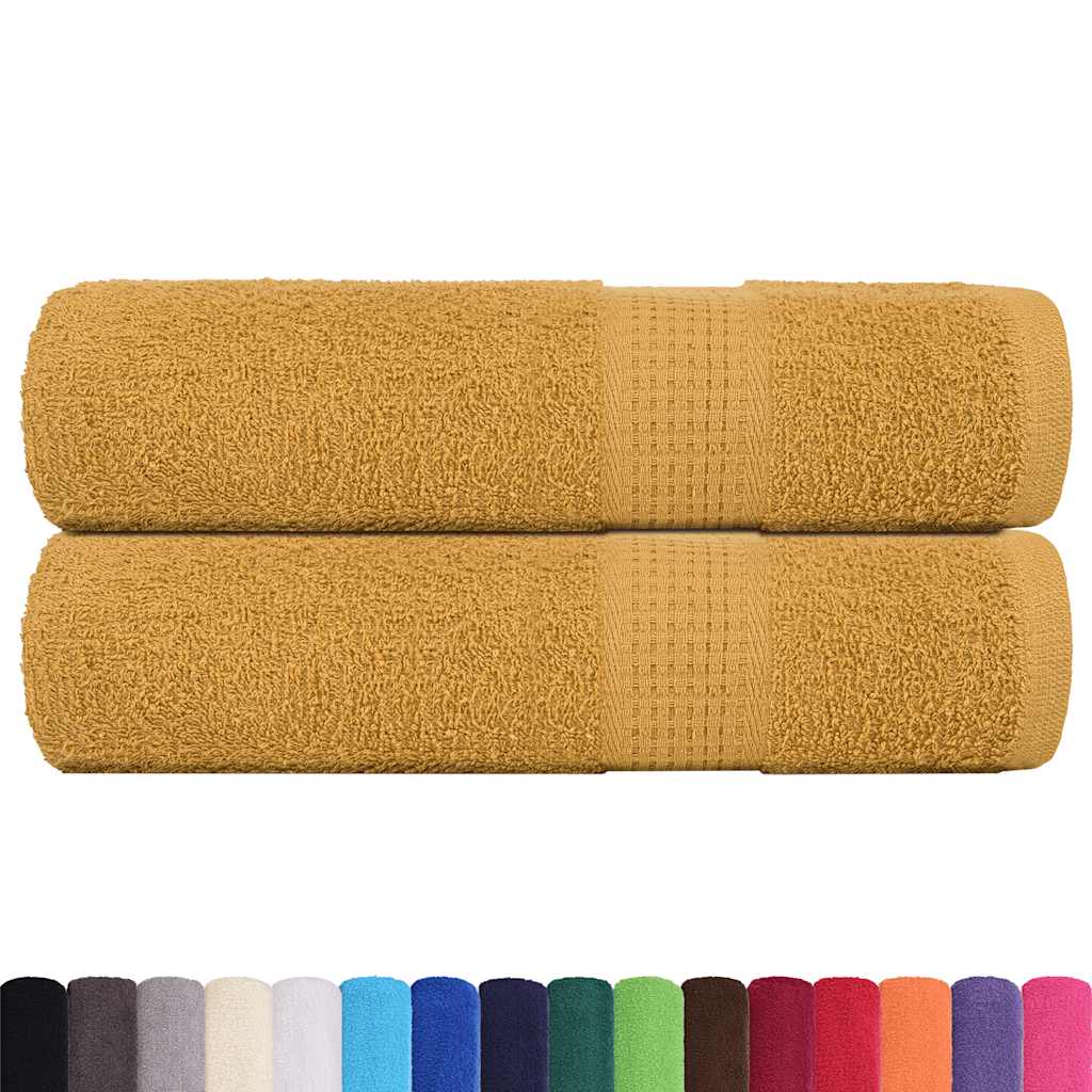VidaXL Badetücher, 2 Stück, 100 x 150 cm, 360 g/m², 100 % Baumwolle, goldfarben