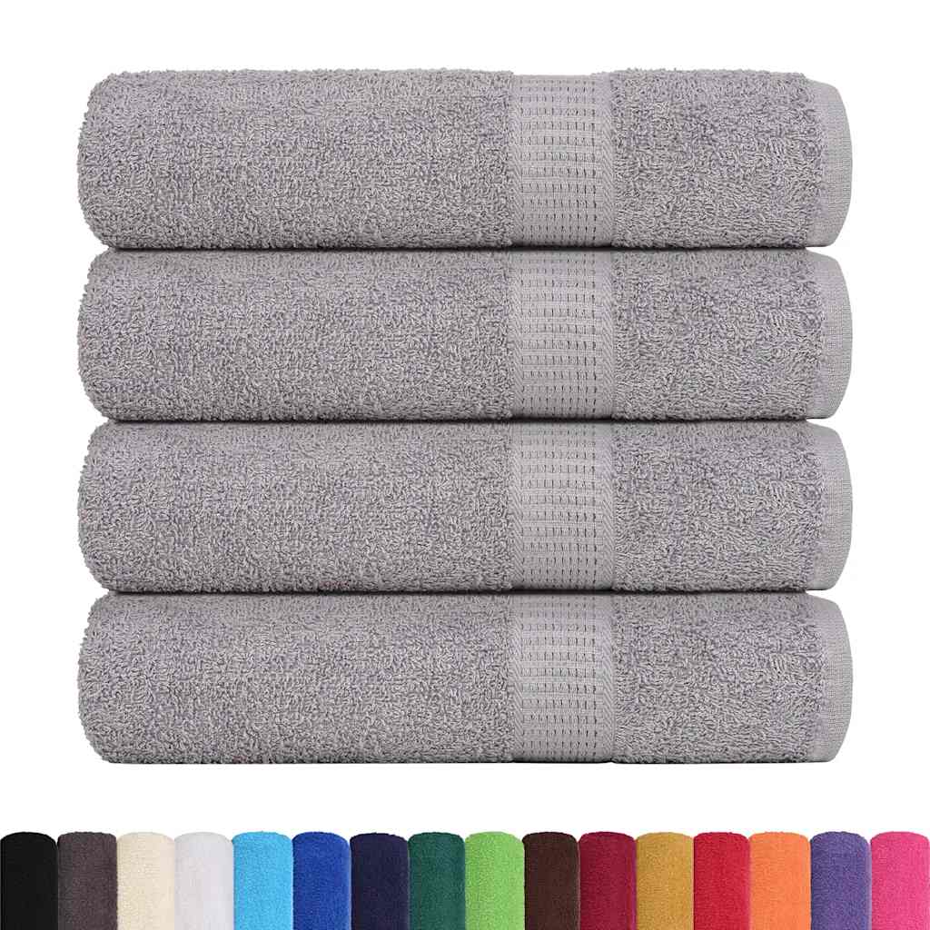 VidaXL Badetücher, 4 Stück, 100 x 150 cm, 360 g/m², 100 % Baumwolle, grau