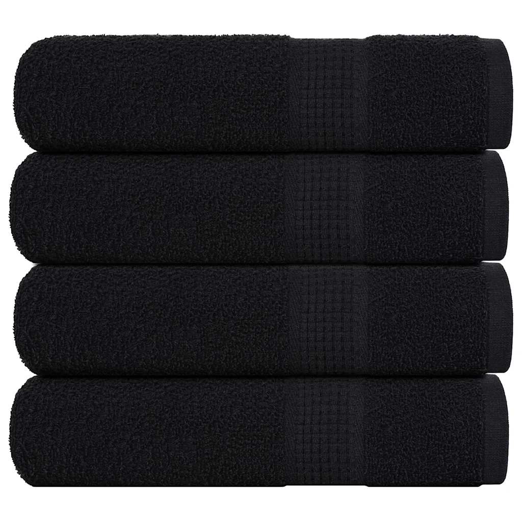 VidaXL Duschtücher, 4 Stück, 70 x 140 cm, 360 g/m², 100 % Baumwolle, Schwarz