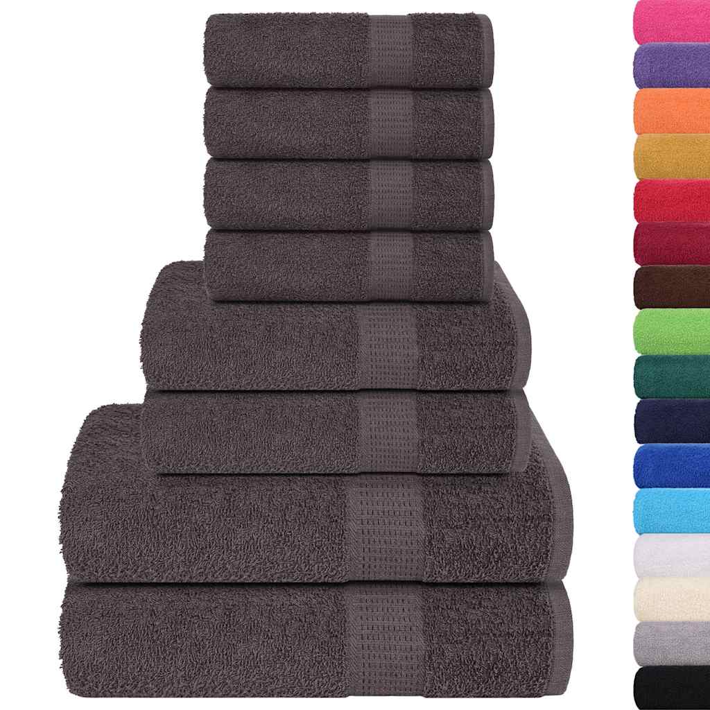 VidaXL 8-teiliges Handtuchset, 360 g/m², 100 % Baumwolle, anthrazitfarben
