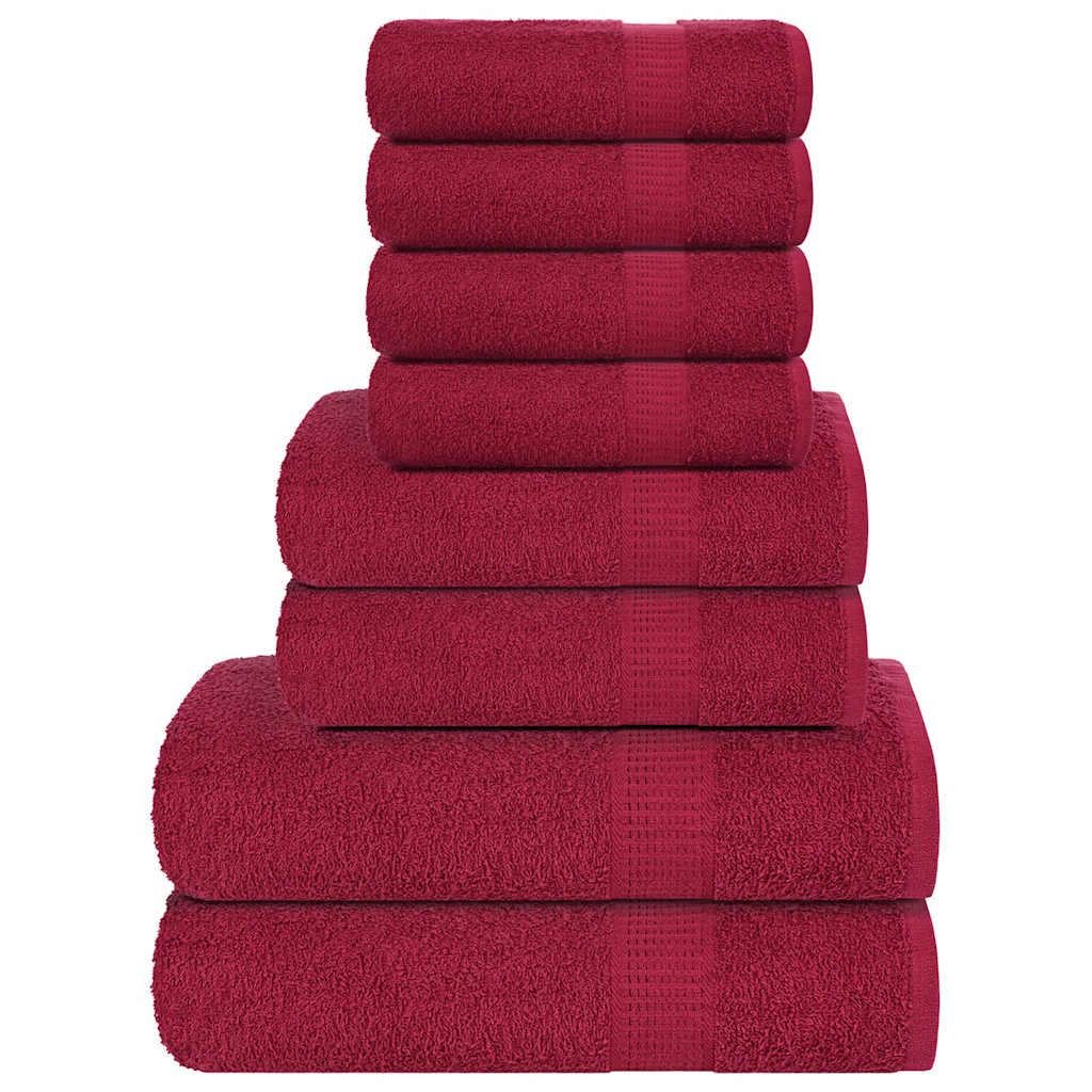 VidaXL 8-teiliges Handtuchset 360 g/m² 100 % Baumwolle Burgunderrot