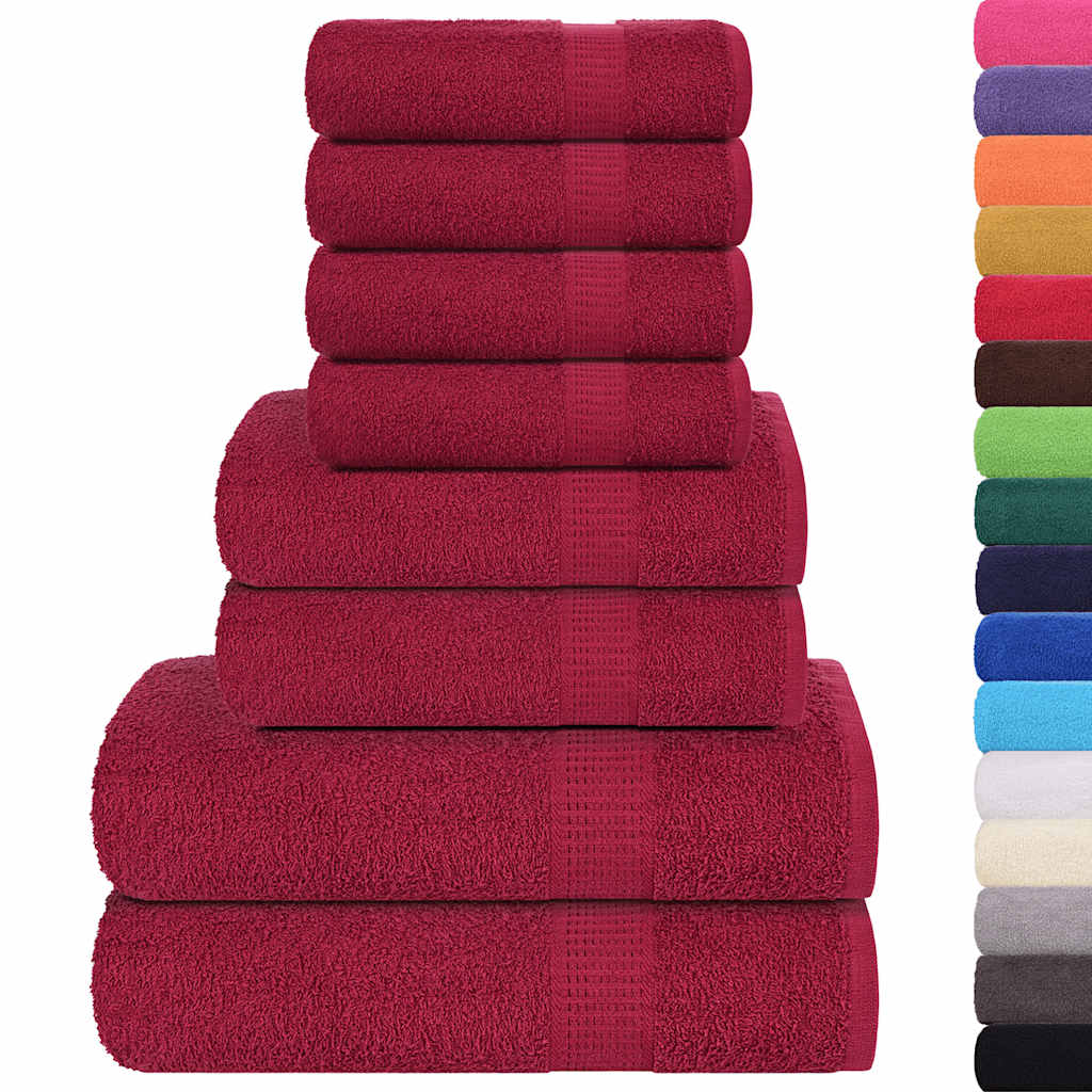 VidaXL 8-teiliges Handtuchset 360 g/m² 100 % Baumwolle Burgunderrot