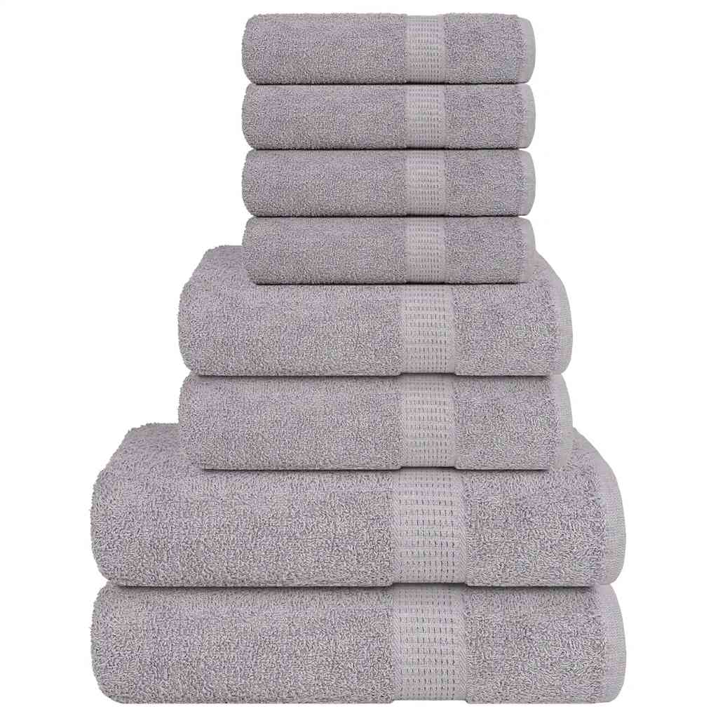 VidaXL 8-teiliges Handtuchset 360 g/m² 100 % Baumwolle Grau