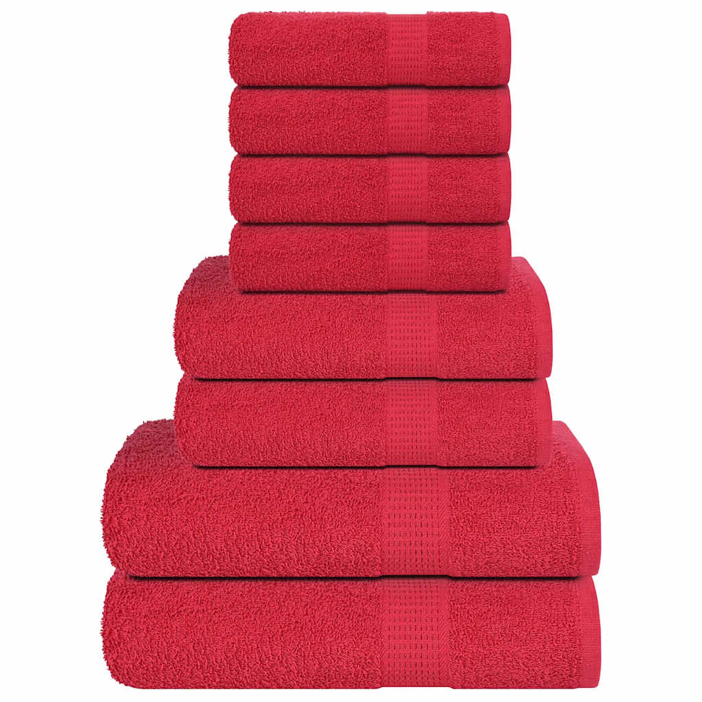 VidaXL 8-teiliges Handtuchset 360 g/m² 100 % Baumwolle Rot