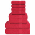 VidaXL 8-teiliges Handtuchset 360 g/m² 100 % Baumwolle Rot