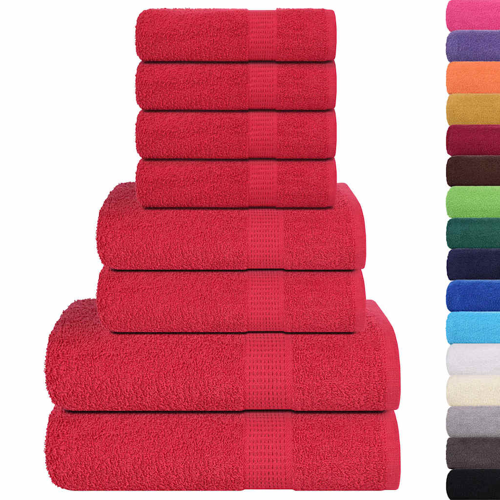VidaXL 8-teiliges Handtuchset 360 g/m² 100 % Baumwolle Rot