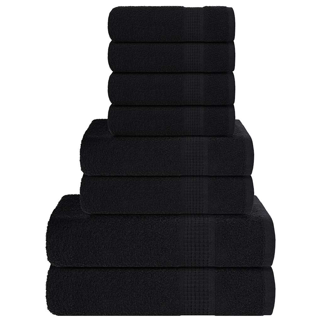 VidaXL 8-teiliges Handtuchset 360 g/m² 100 % Baumwolle schwarz