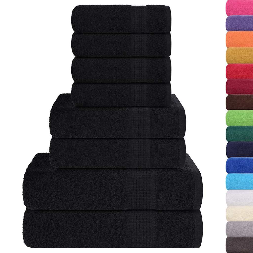 VidaXL 8-teiliges Handtuchset 360 g/m² 100 % Baumwolle schwarz