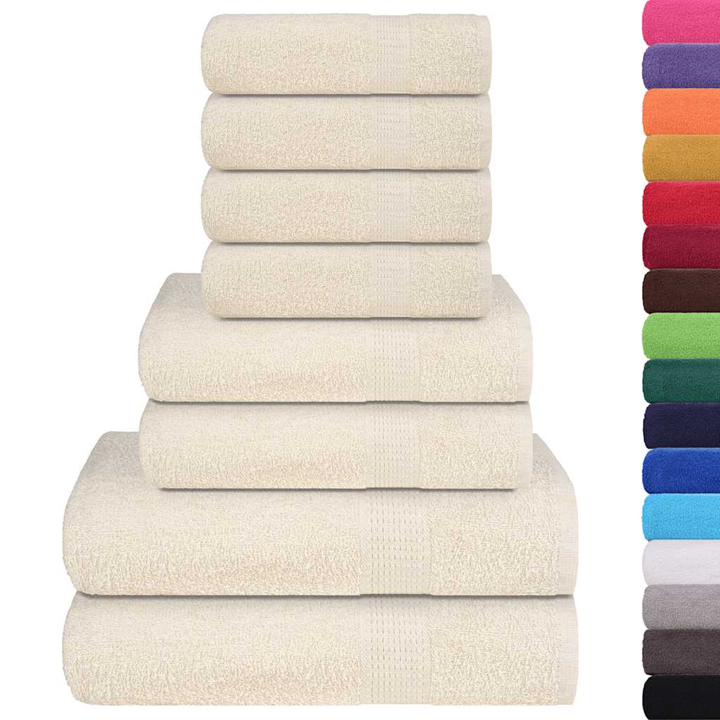 VidaXL 8-teiliges Handtuchset 360 g/m² 100 % Baumwolle cremefarben