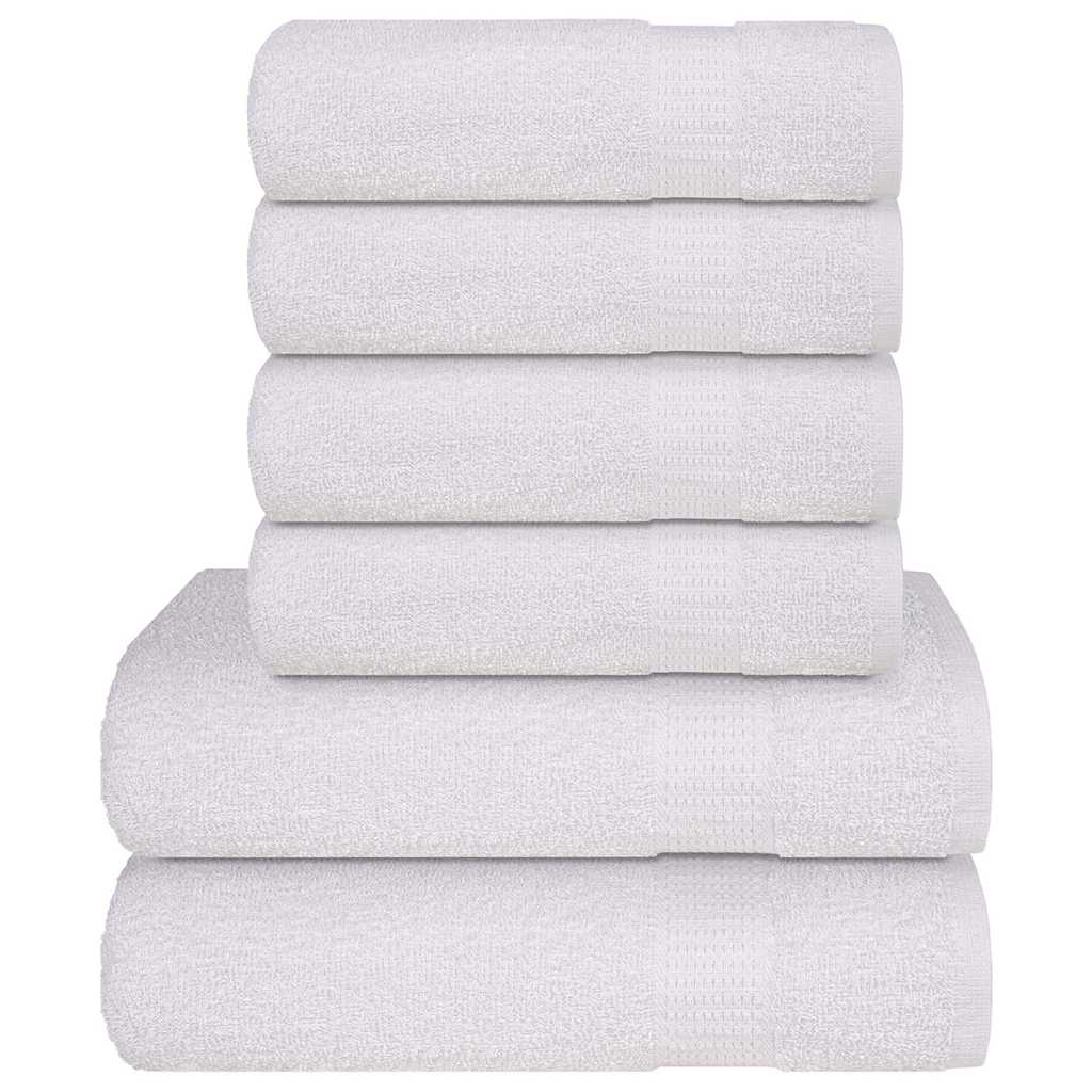 VidaXL 6-teiliges Handtuchset 360 g/m² 100 % Baumwolle Weiß