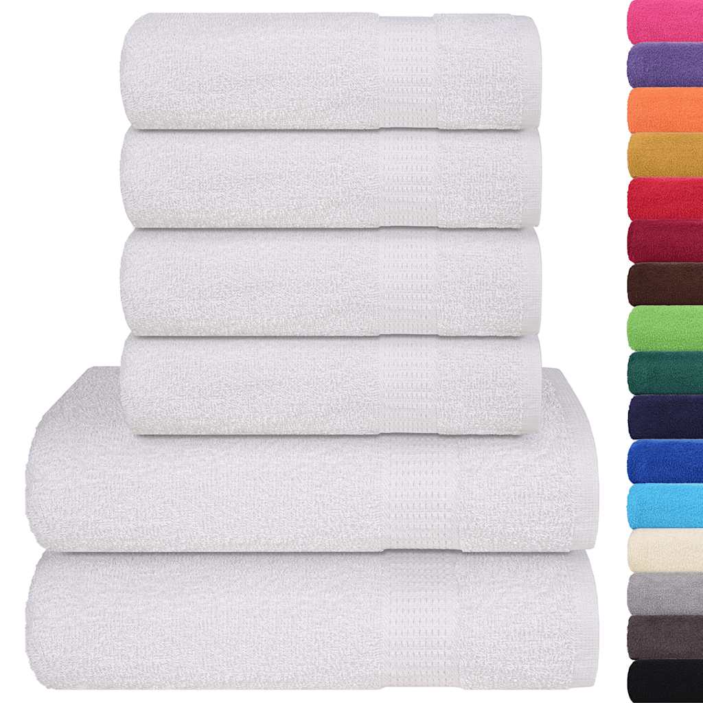 VidaXL 6-teiliges Handtuchset 360 g/m² 100 % Baumwolle Weiß