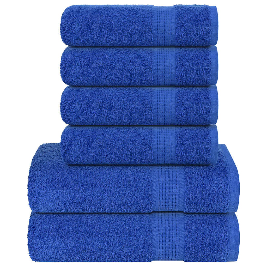 VidaXL 6-teiliges Handtuchset 360 g/m² 100 % Baumwolle Blau