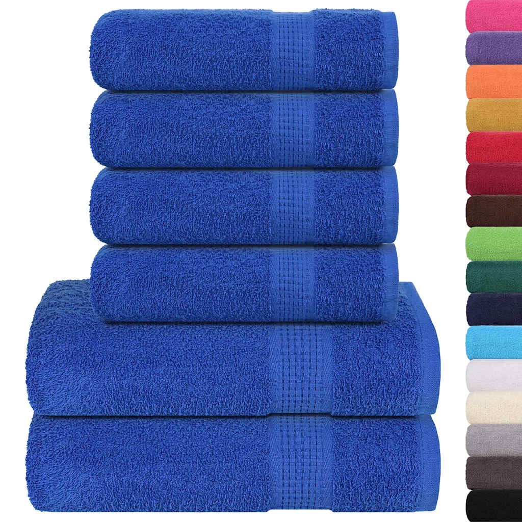 VidaXL 6-teiliges Handtuchset 360 g/m² 100 % Baumwolle Blau