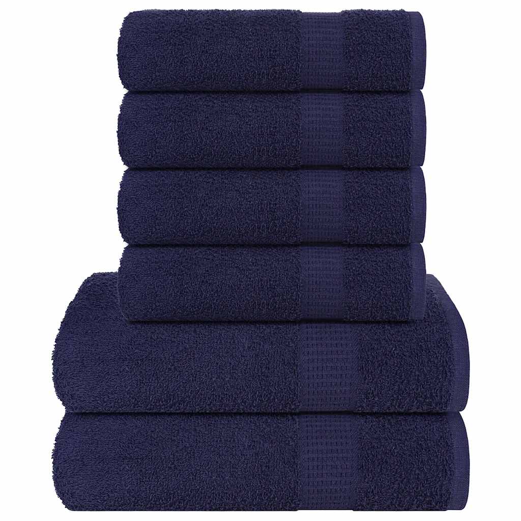 VidaXL 6-teiliges Handtuchset 360 g/m² 100 % Baumwolle Marineblau