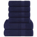 VidaXL 6-teiliges Handtuchset 360 g/m² 100 % Baumwolle Marineblau
