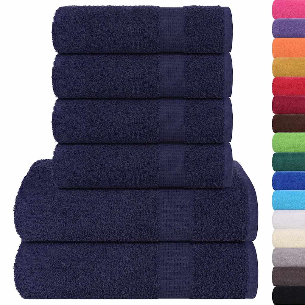 VidaXL 6-teiliges Handtuchset 360 g/m² 100 % Baumwolle Marineblau