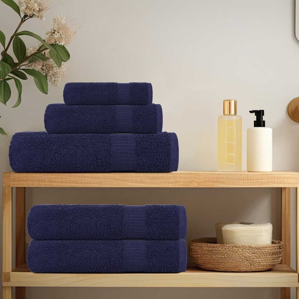 VidaXL 6-teiliges Handtuchset 360 g/m² 100 % Baumwolle Marineblau