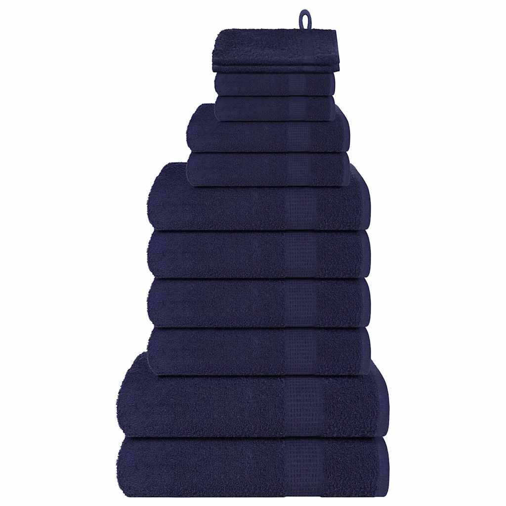 VidaXL 12-teiliges Handtuchset 360 g/m² 100 % Baumwolle marineblau