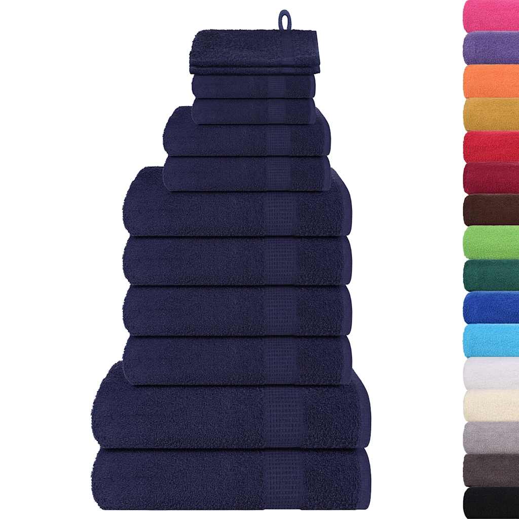 VidaXL 12-teiliges Handtuchset 360 g/m² 100 % Baumwolle marineblau