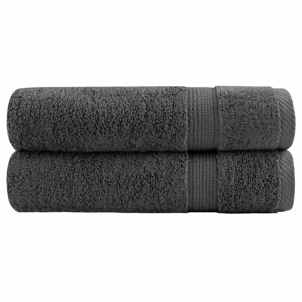 Vidaxl handdoeken solund 2 st 600 g m² 50x100 cm antracietkleurig