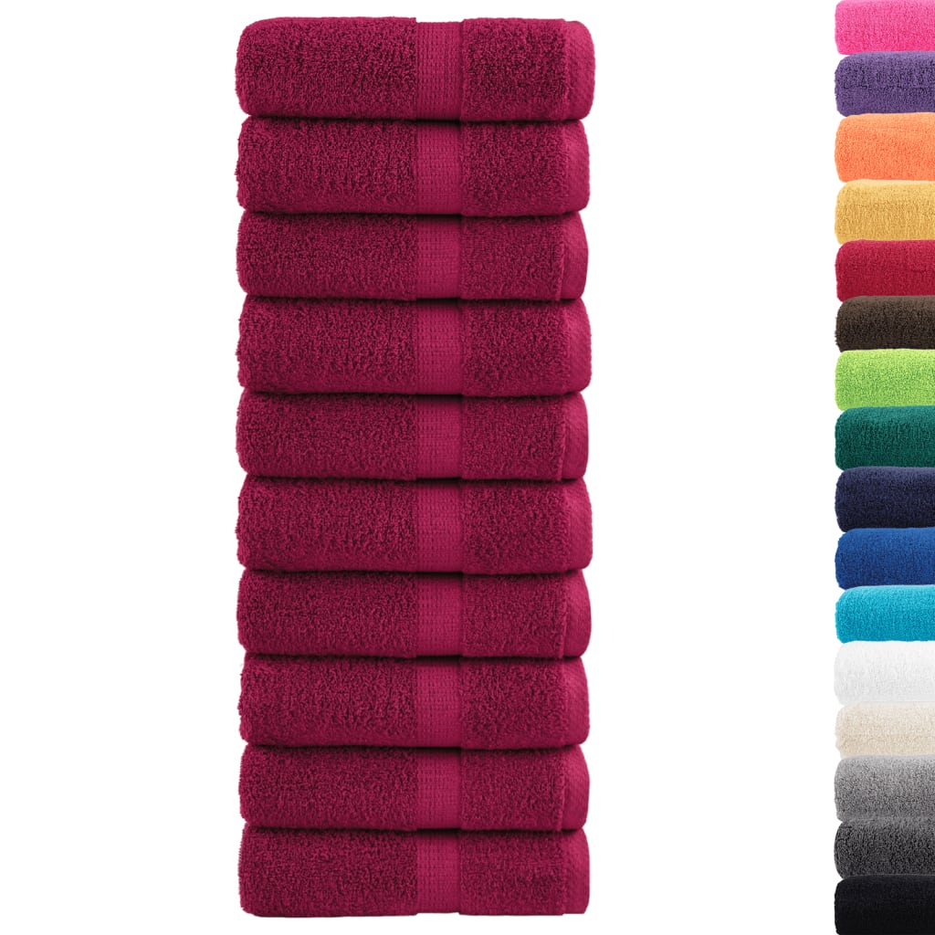 VidaXL Gästetücher, 10 Stück, 600 g/m², 30 x 30 cm, bordeauxrood