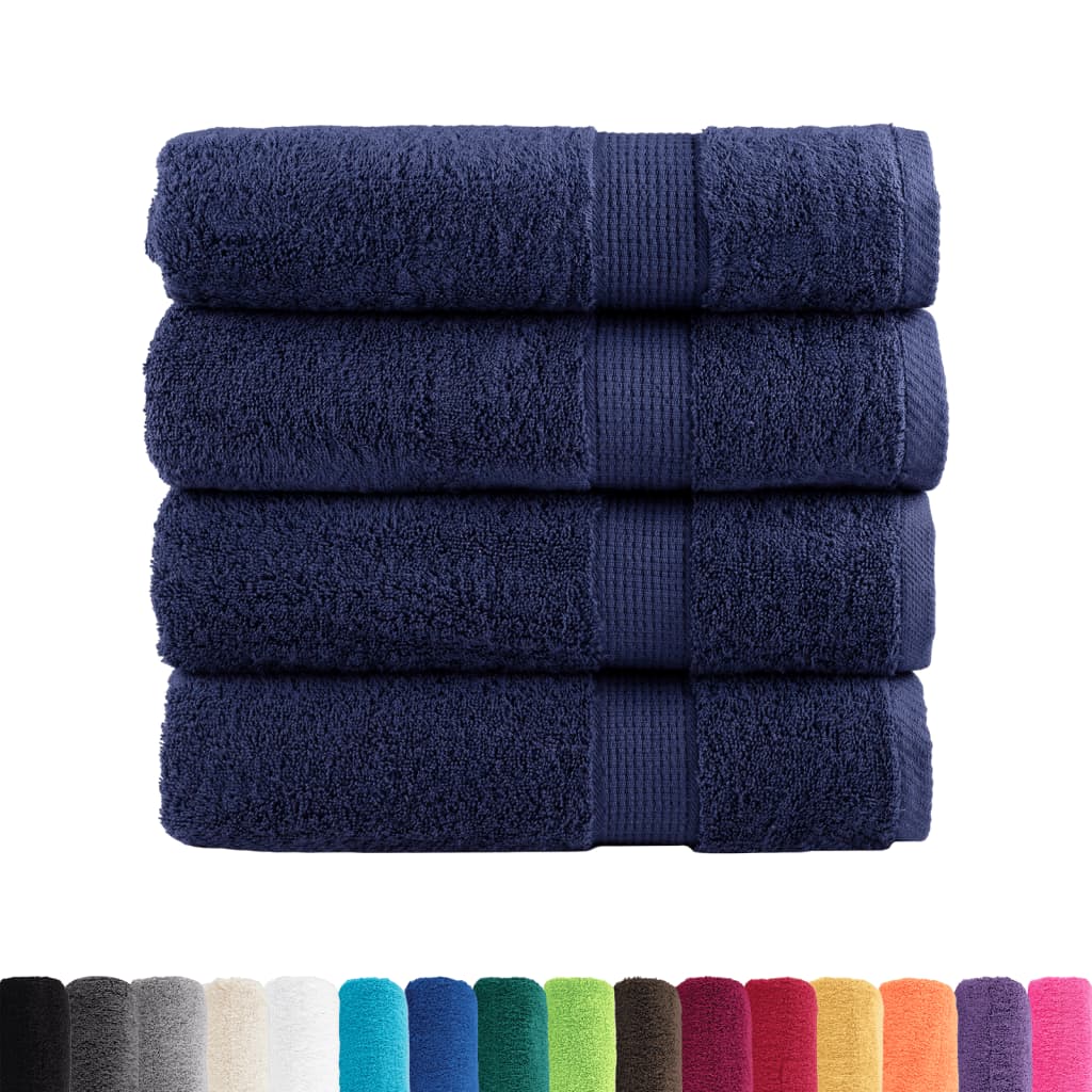 Vidaxl badhanddoeken solund 4 st 600 g m² 70x140 cm marineblauw
