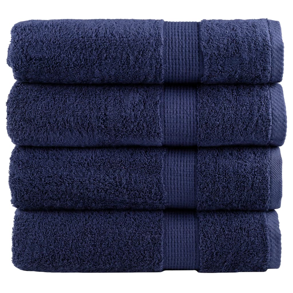 Vidaxl badhanddoeken solund 4 st 600 g m² 100x150 cm marineblauw