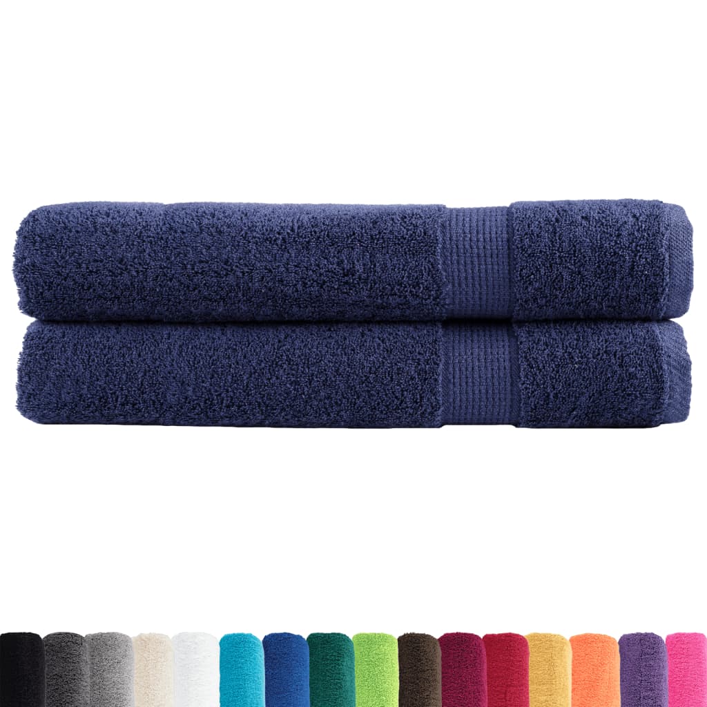 VidaXL Handdoeken solid 2 st 600 g m² 100x200 cm marineblau