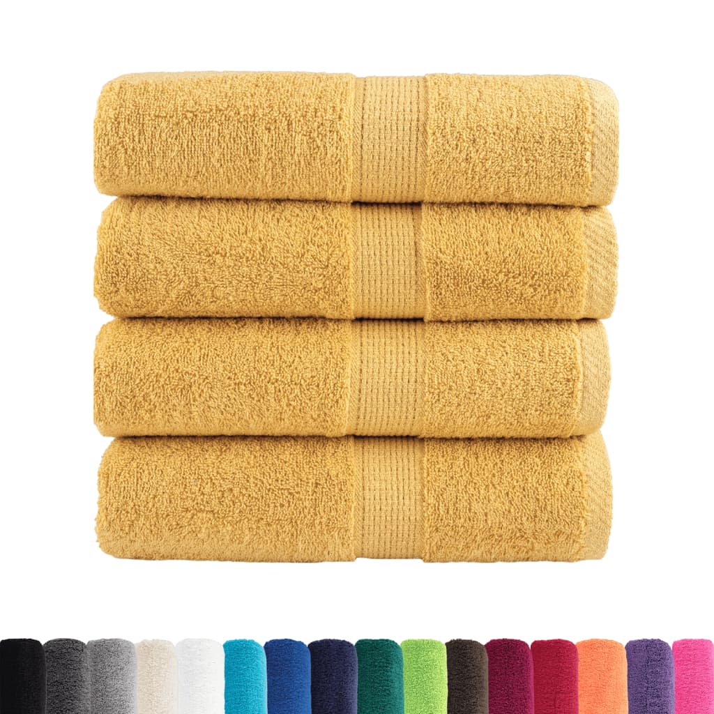 Vidaxl premium washandjes solund 4 stuks goud 30x30cm 600 g m²