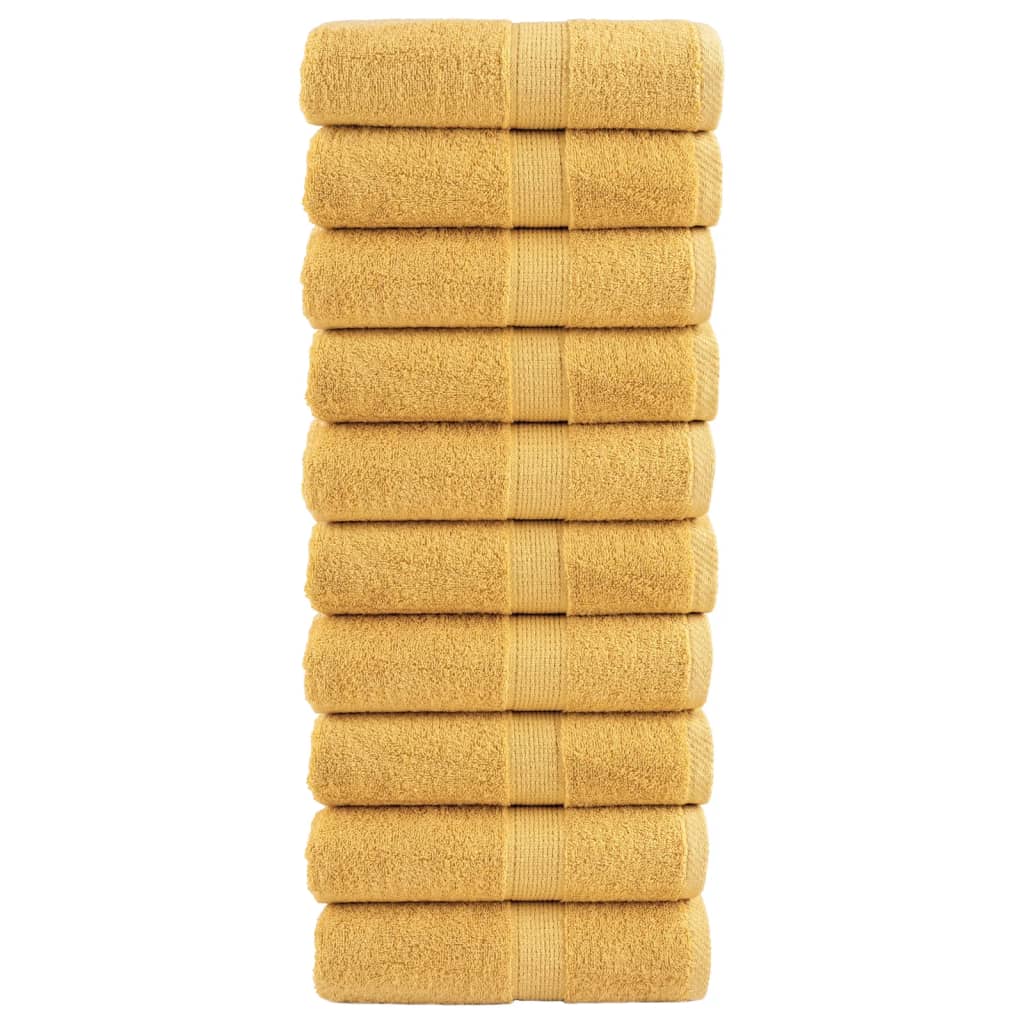 VidaXL Gästetücher, 10 Stück, 600 g/m², 30 x 50 cm, goldfarben