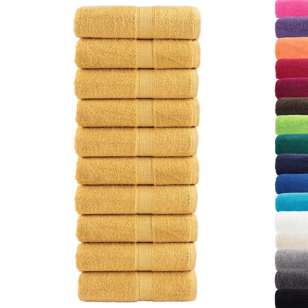 VidaXL Gästetücher, 10 Stück, 600 g/m², 30 x 50 cm, goldfarben