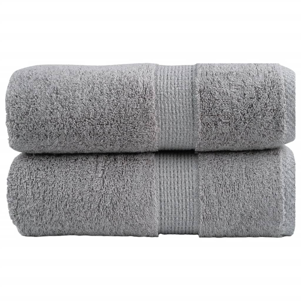 Vidaxl premium washandjes solund 2 stuks grijs 30x30cm 600 g m²