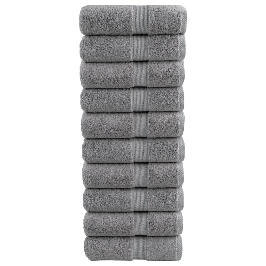Vidaxl premium washandjes solund 10 stuks grijs 30x30 cm 600 g m²