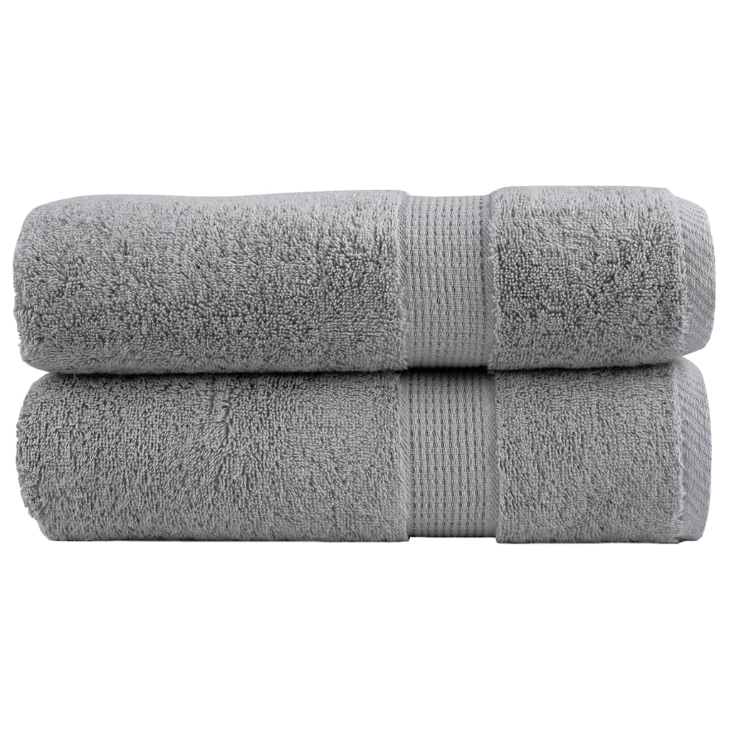 VidaXL Handdoeken solid 2 st 600 g m² 50x100 cm grau