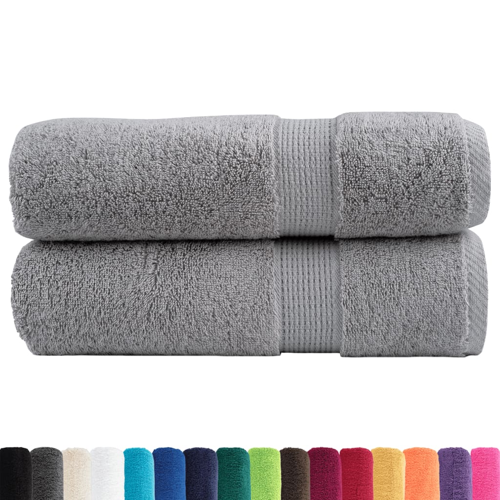 VidaXL Handdoeken solid 2 st 600 g m² 50x100 cm grau