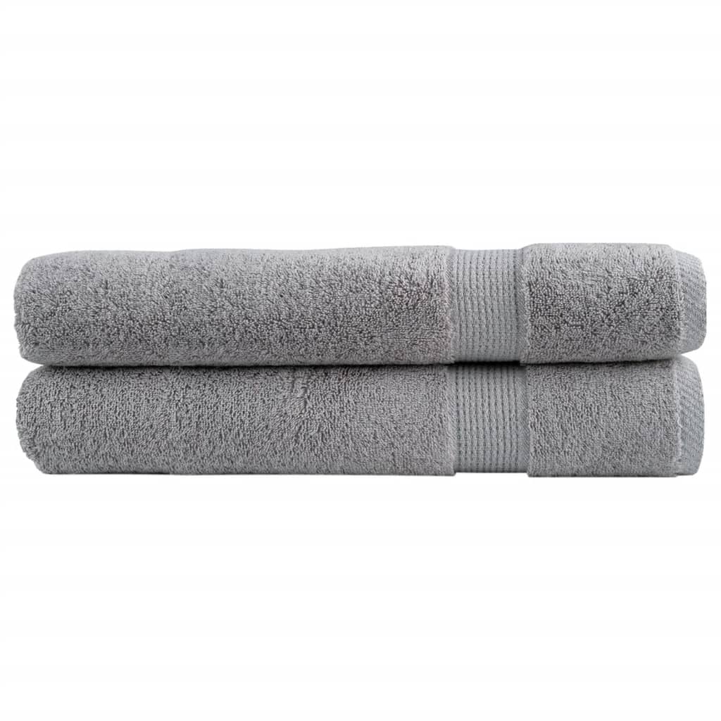 VidaXL Handdoeken solid 2 st 600 g m² 100x200 cm grau