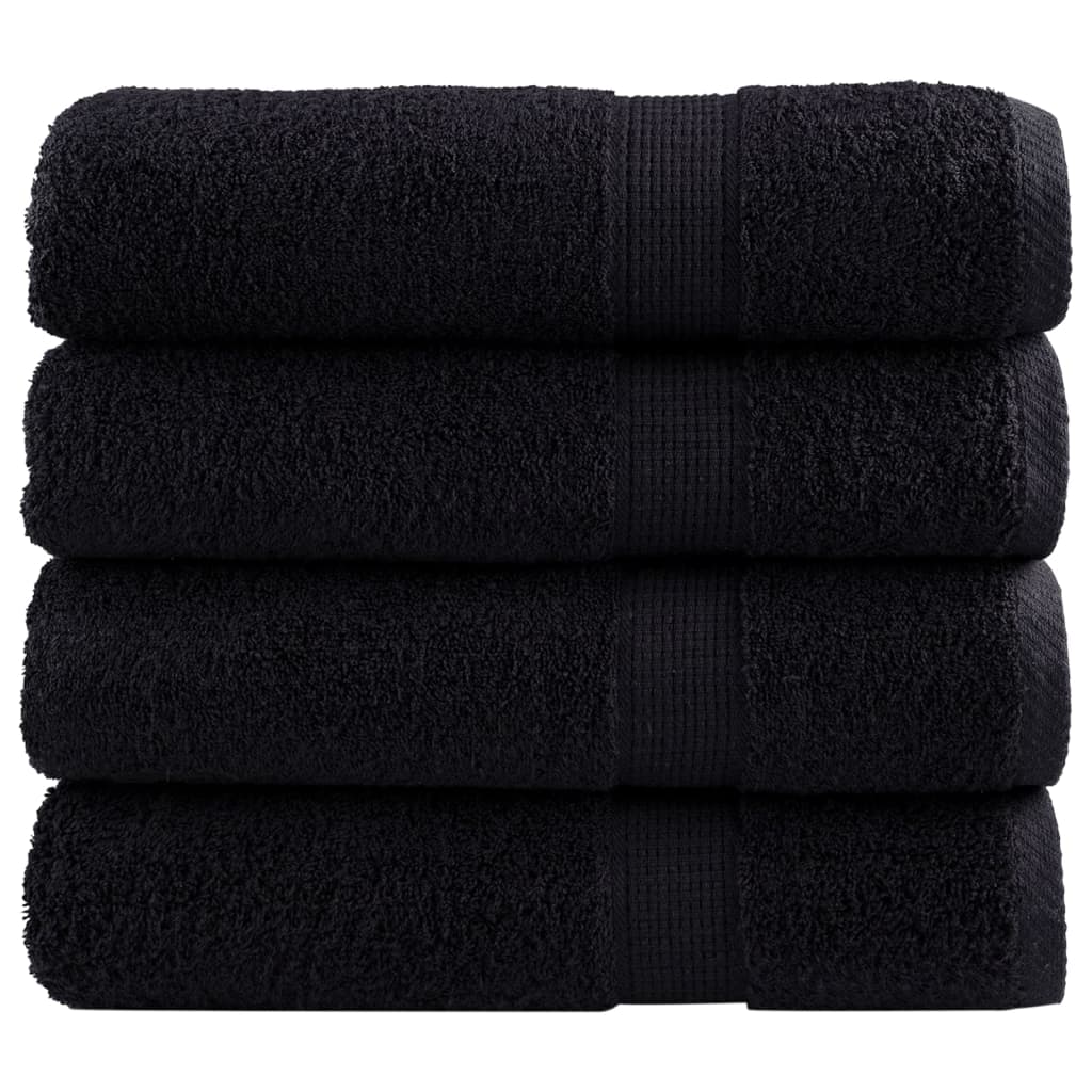 VidaXL Badetücher, 4 Stück, 600 g/m², 70 x 140 cm, schwarz