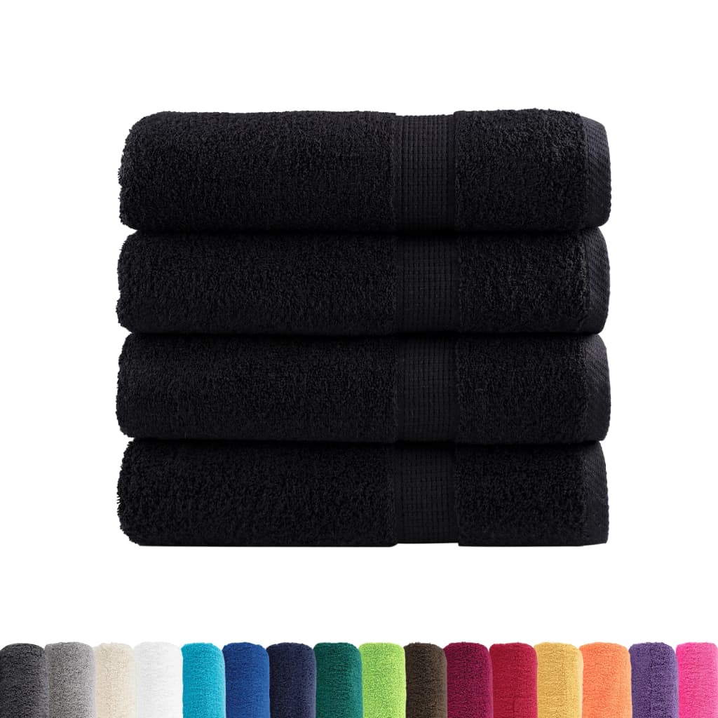 VidaXL Badetücher, 4 Stück, 600 g/m², 70 x 140 cm, schwarz