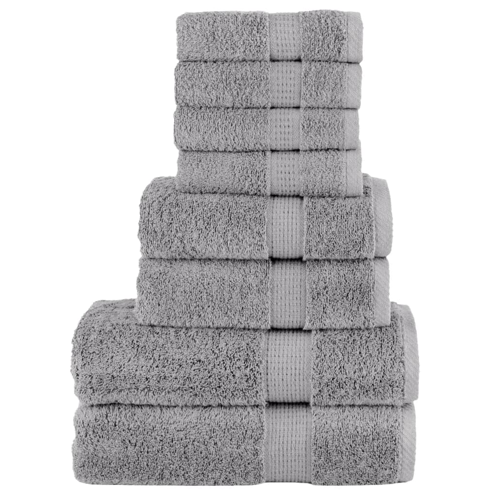 VidaXL 8-teiliges Handtuchset, solund 600 g/m², grau