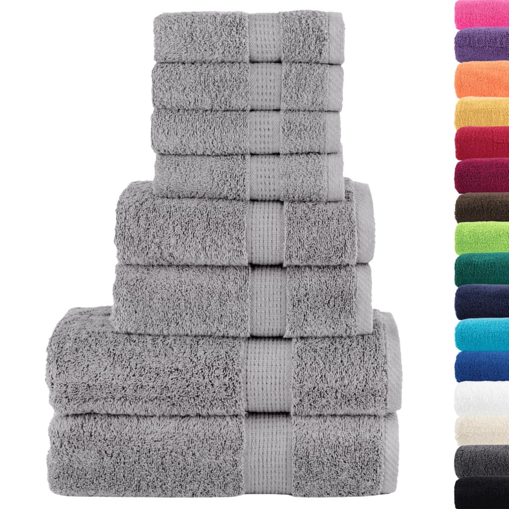 VidaXL 8-teiliges Handtuchset, solund 600 g/m², grau