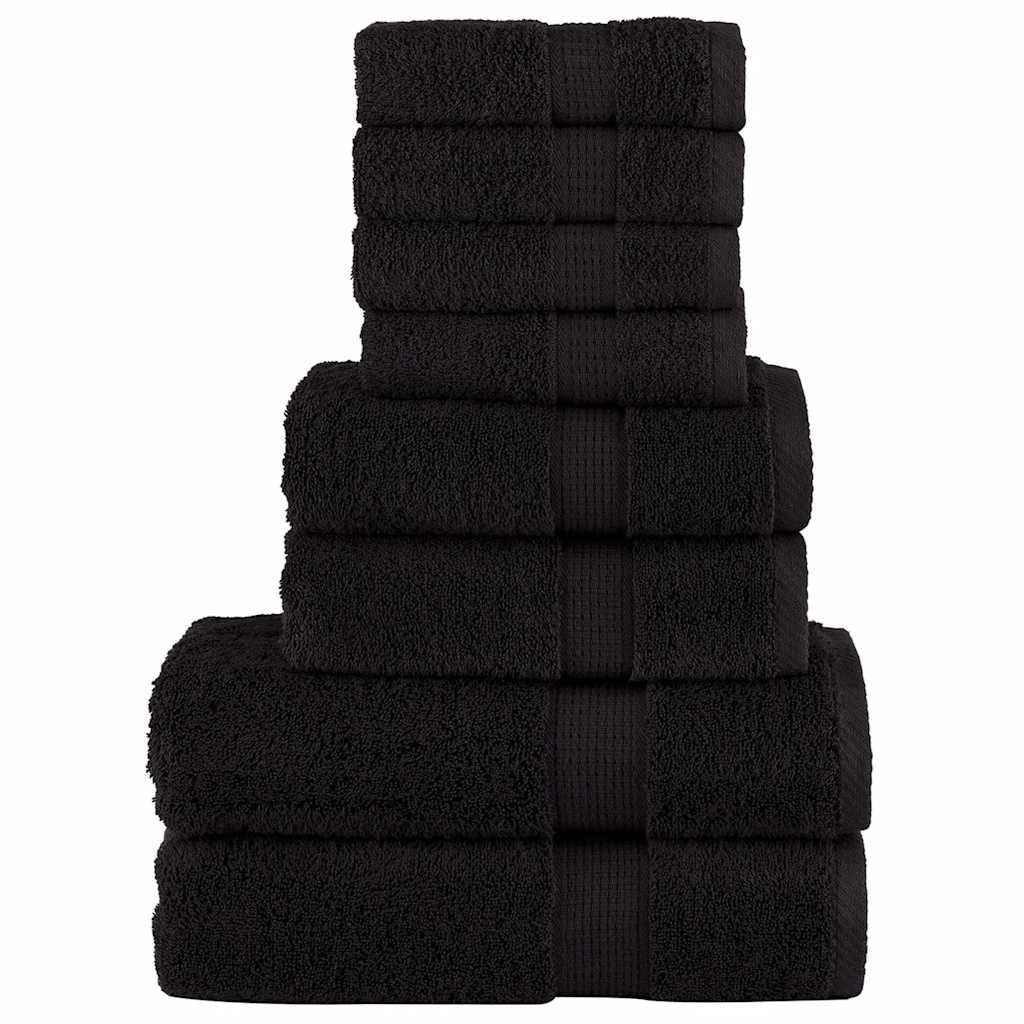 VidaXL 8-teiliges Handtuchset, 600 g/m², schwarz