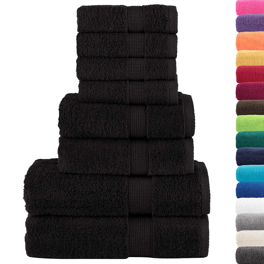 VidaXL 8-teiliges Handtuchset, 600 g/m², schwarz
