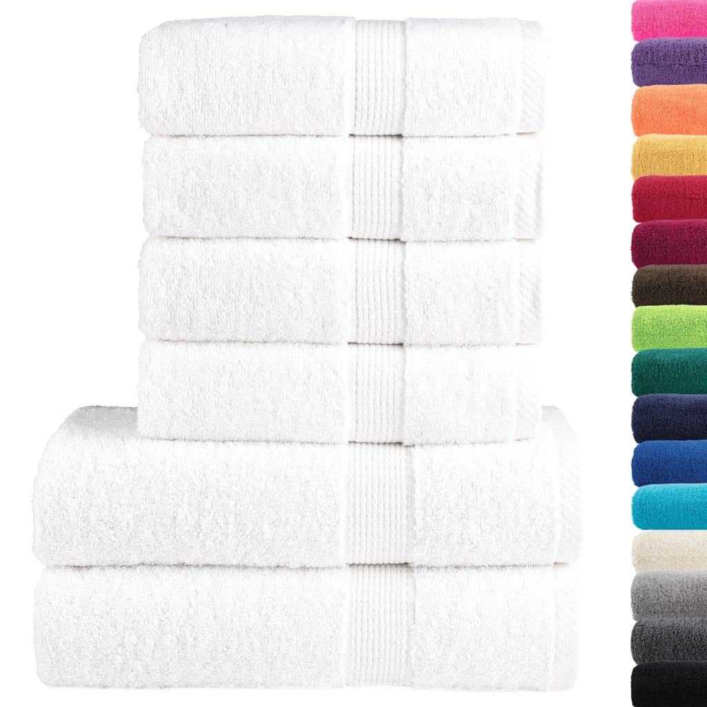 VidaXL 6-teiliges Handtuchset, 600 g/m², weiß