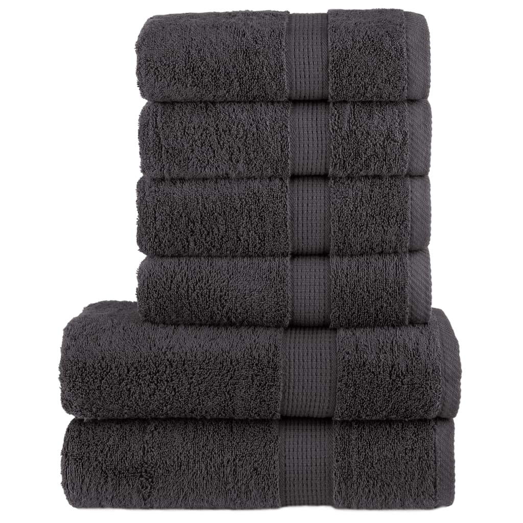 VidaXL 6-teiliges Handtuchset, 600 g/m², Anthrazit