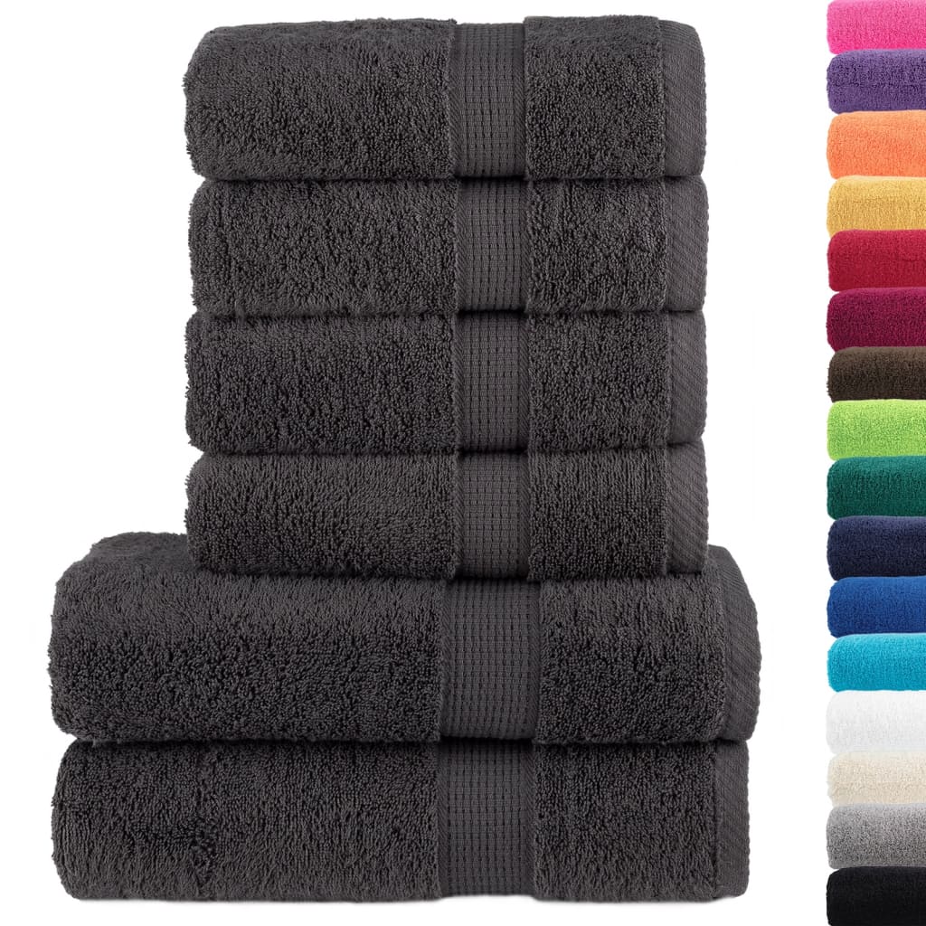VidaXL 6-teiliges Handtuchset, 600 g/m², Anthrazit