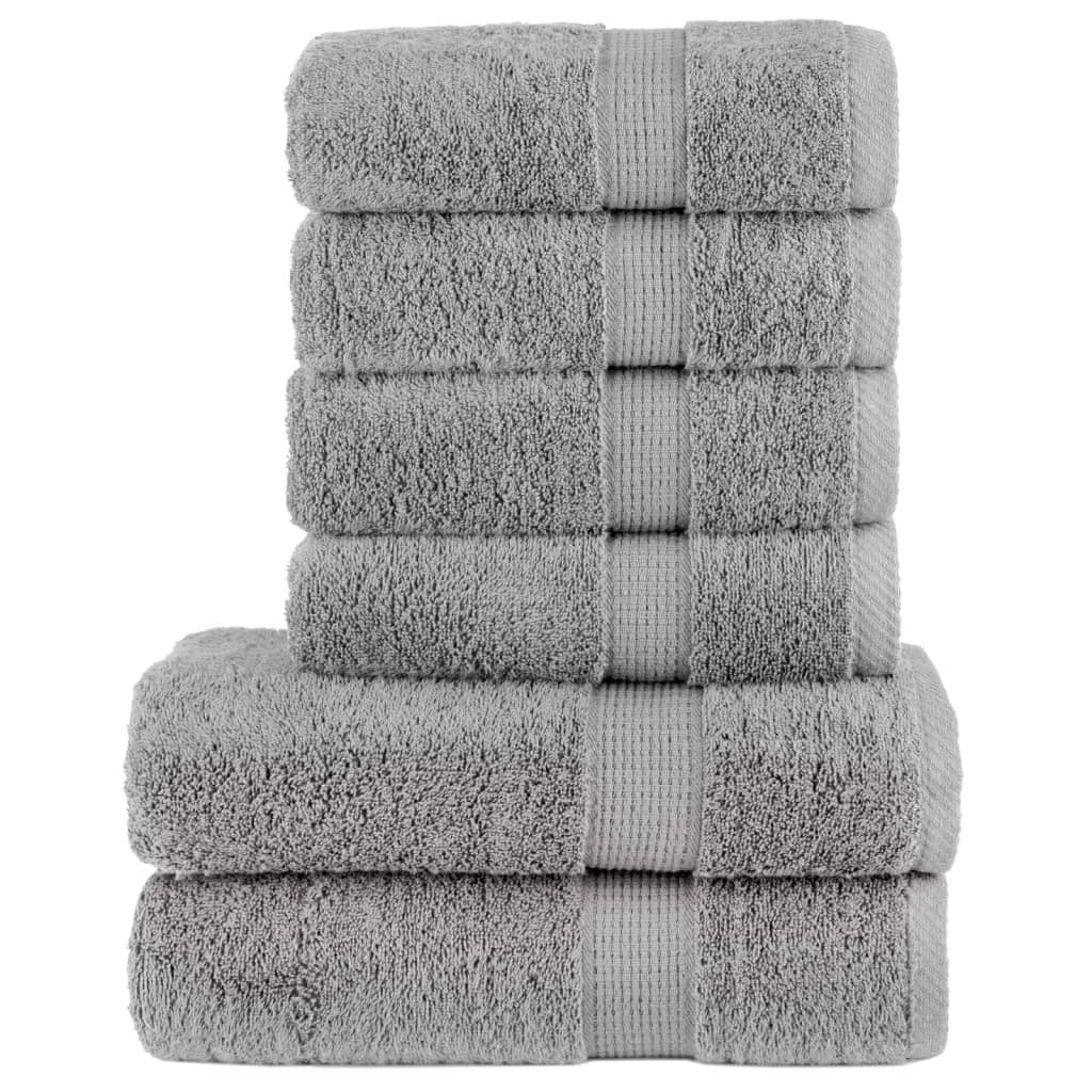 VidaXL 6-teiliges Handtuchset, solund 600 g/m², grau