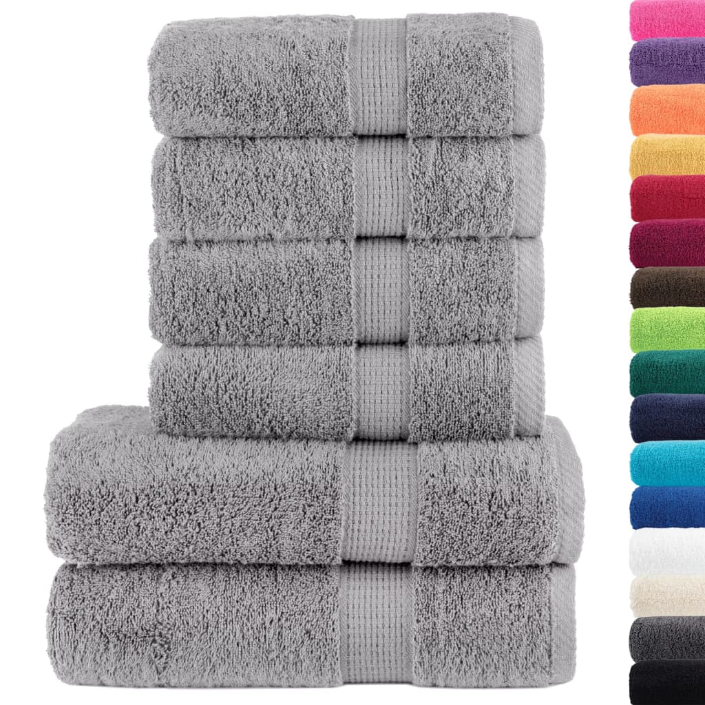 VidaXL 6-teiliges Handtuchset, solund 600 g/m², grau