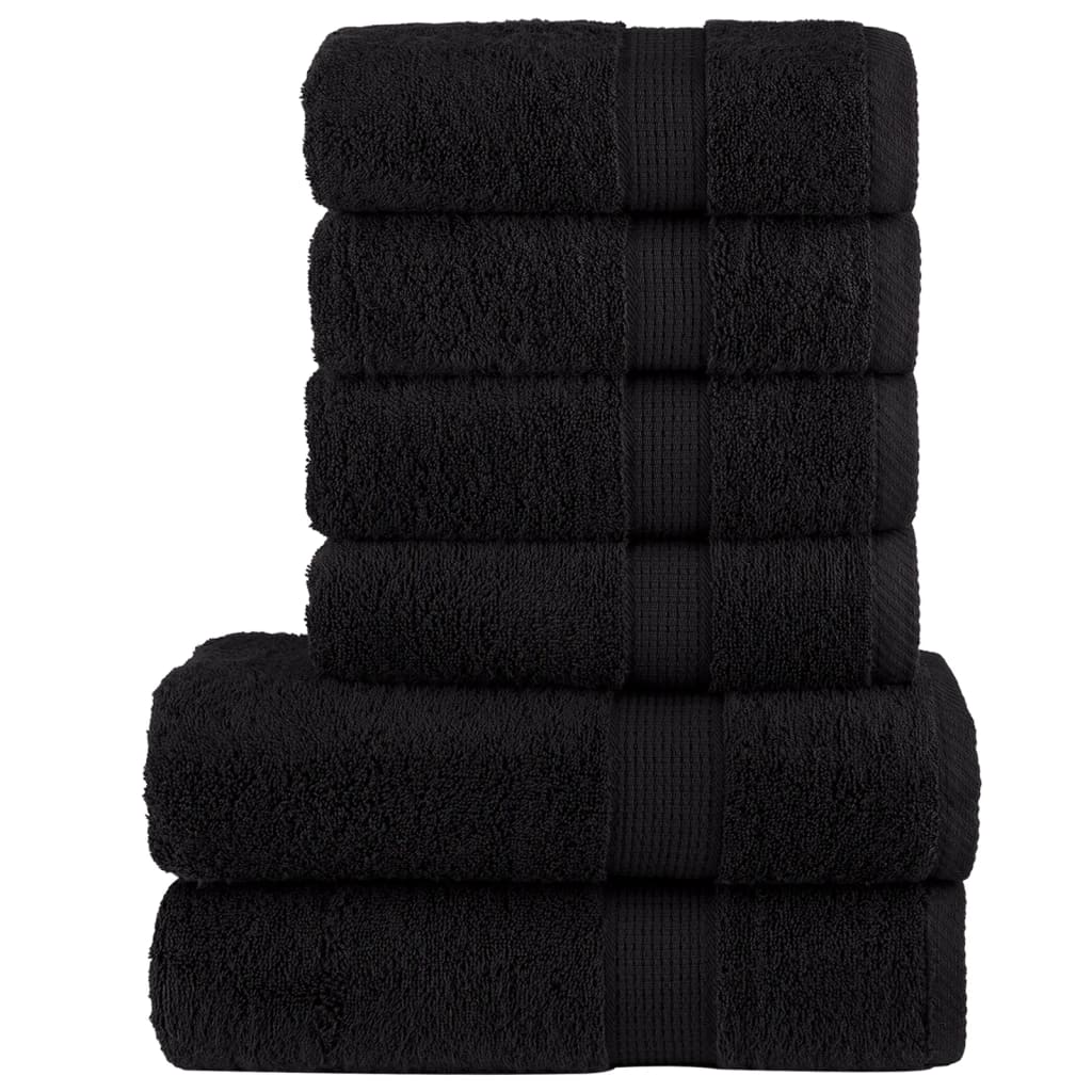 VidaXL 6-teiliges Handtuchset, 600 g/m², schwarz
