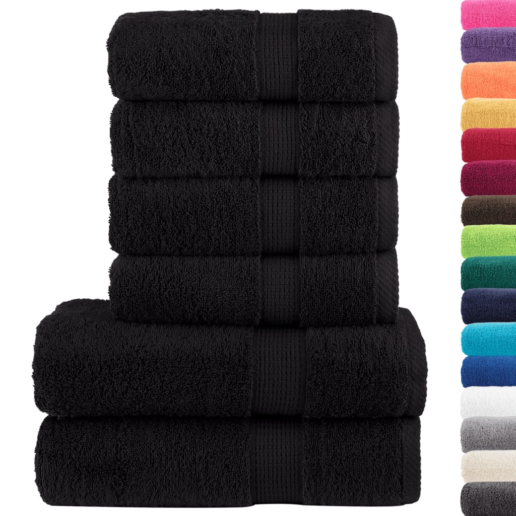 VidaXL 6-teiliges Handtuchset, 600 g/m², schwarz